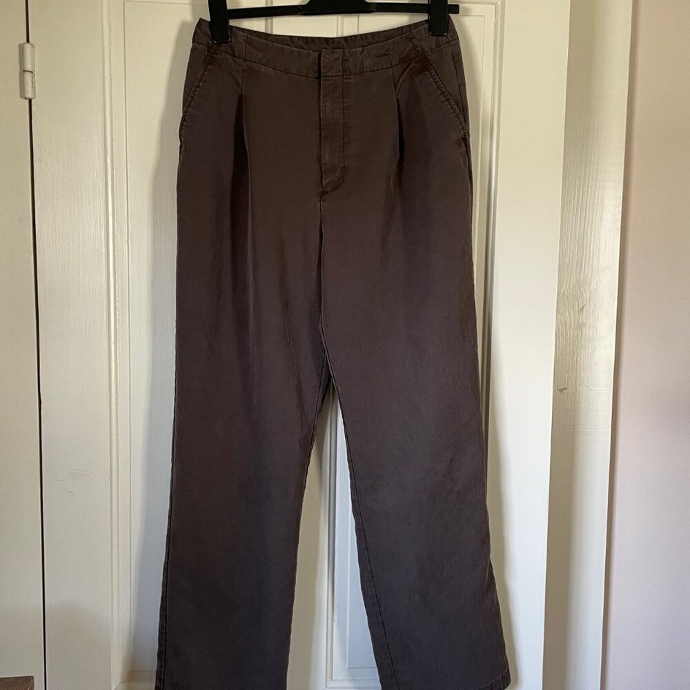 GAP Tencel Pleated Front Brown Trousers